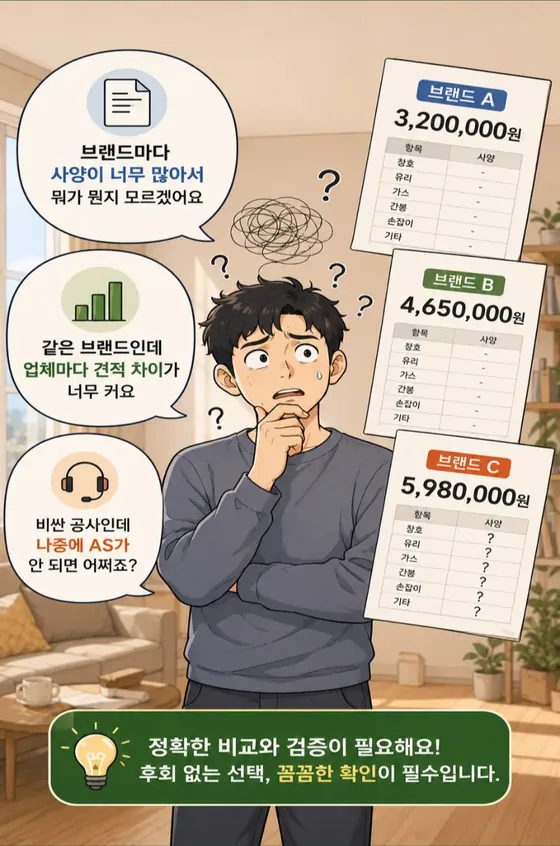 웹툰 2컷 — 브랜드마다 사양이 달라 비교가 어려운 상황